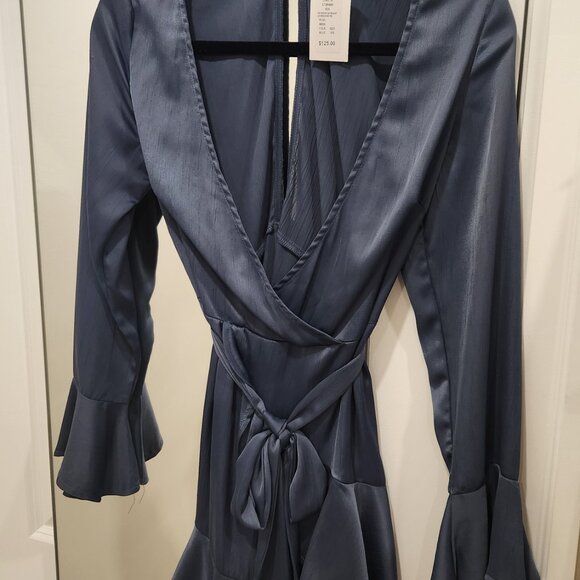 NWT Honey Mini Satin Dress by Chelsea- XS - Blue - Picture 5 of 5